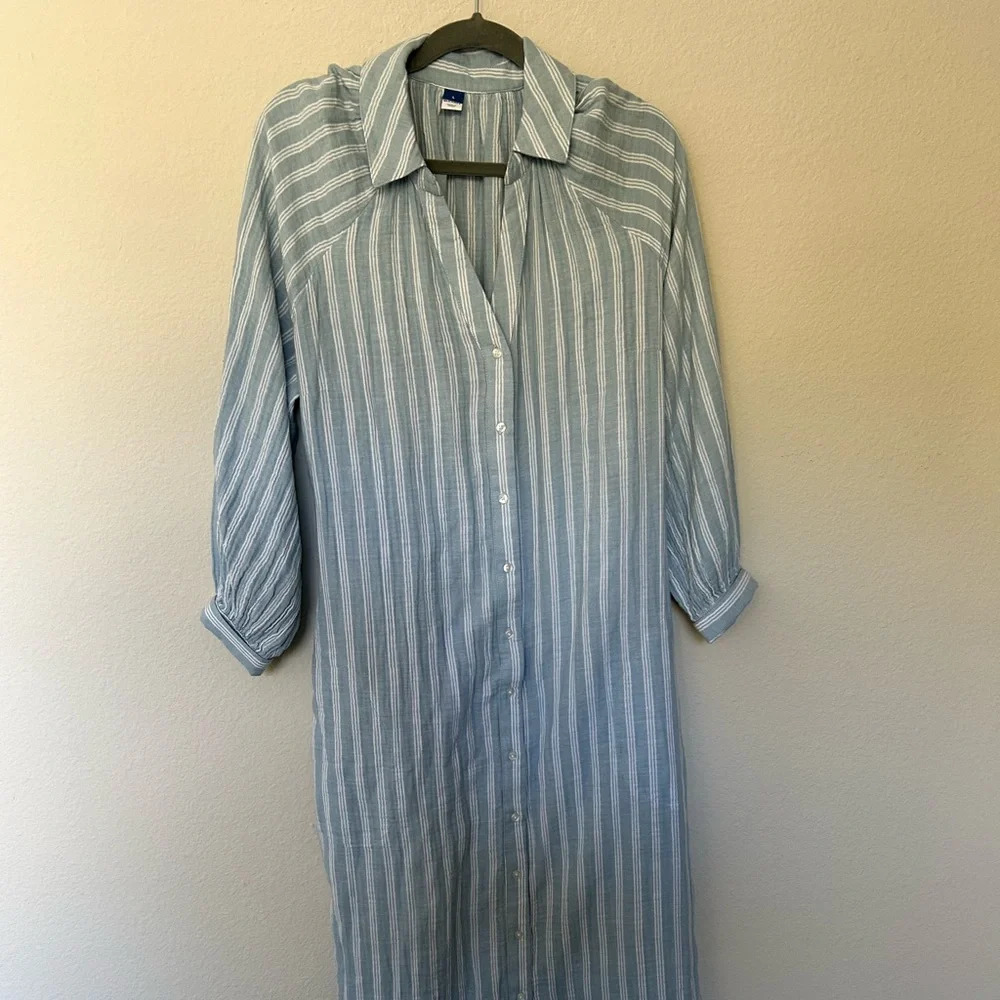 Old Navy Blue Striped long Maxi Dress w belt  large